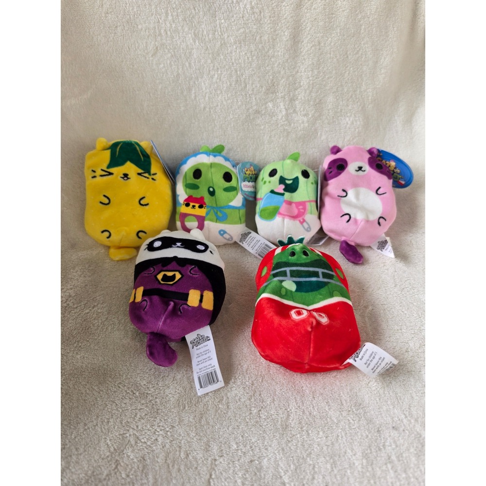 Cats vs Pickles Kittens vs Gherkins Plush Lot of 6 Beanbag Toys Assorted Colors